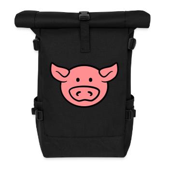Süßes Niedliches Schweine Gesicht - Rolltop Rucksack - Schwarz - Vorne