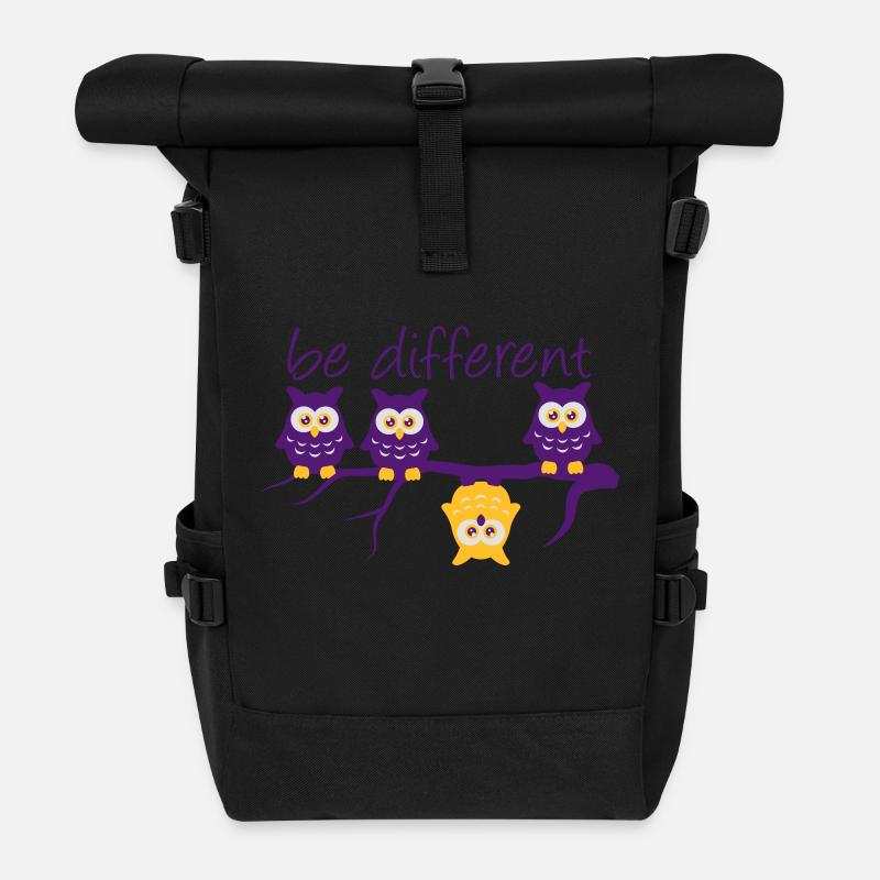 Abdulazeez be different 4 owls differ - Roll Top Backpack - black