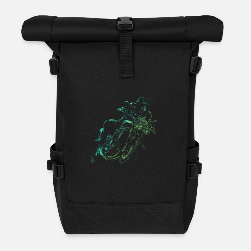 motorrad - Rolltop Rucksack - Schwarz