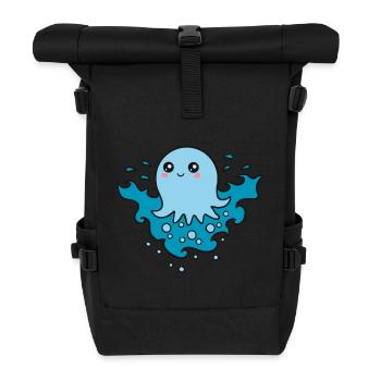 Mignon, méduse, poulpe, Kawaii, mer, été, plongée - Sac à dos roll top - noir - Devant