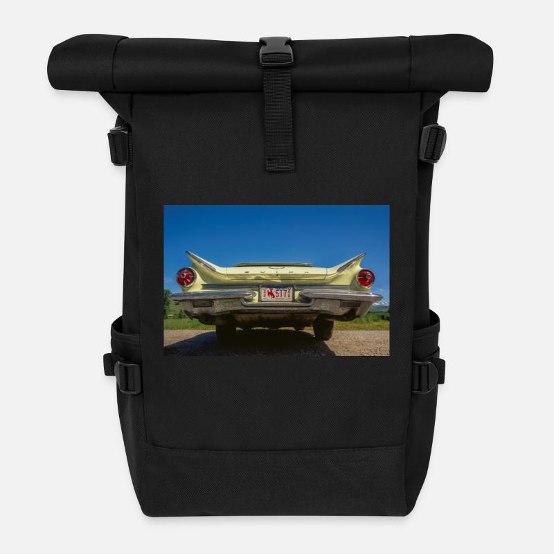 Oldtimer, Buick Car - Roll Top Backpack - black