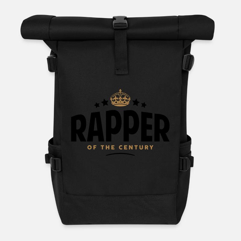 rapper of the century funny crown stars - Roll Top Backpack - black