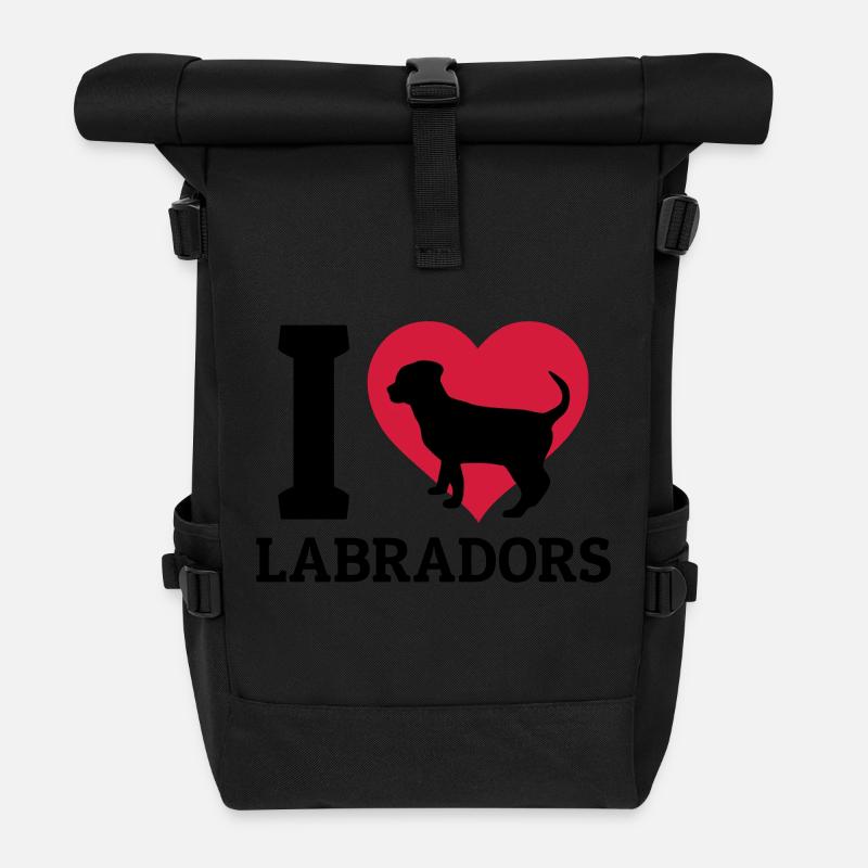 I love Labradors - Rolltop Rucksack - Schwarz