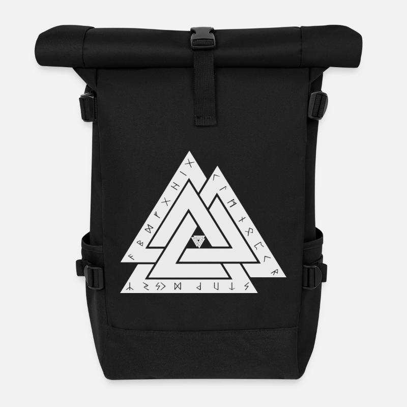 Valknut Wikinger Symbol - Rolltop Rucksack - Schwarz
