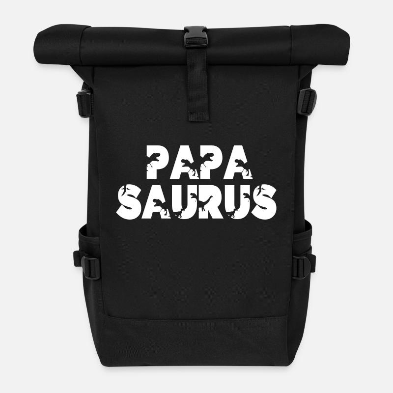 Bester Papa Geschenkidee Vater Papasaurus lustig - Rolltop Rucksack - Schwarz