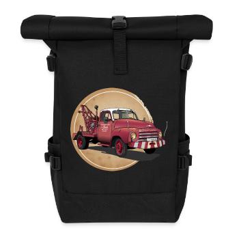 Abschleppwagen Oldtimer - Rolltop Rucksack - Schwarz - Vorne
