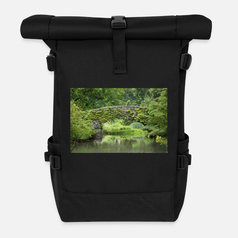 New York Gapstow Bridge Central Park Manhattan - Rolltop Rucksack - Schwarz