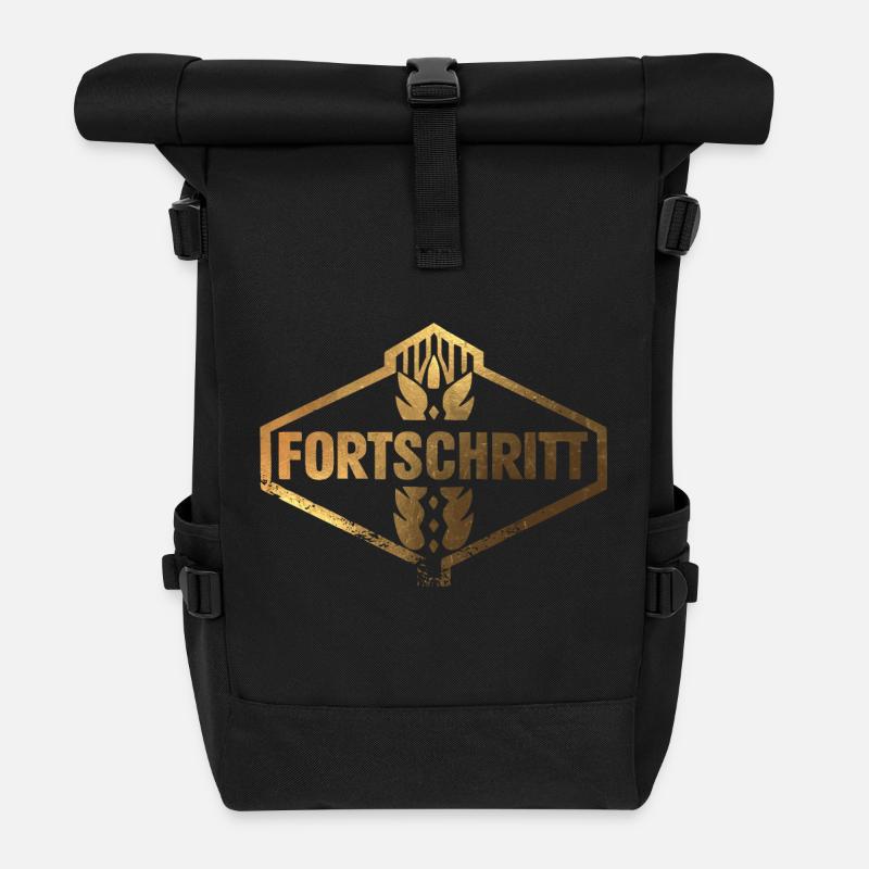 FORTSCHRITT DDR Landmaschinen Vintage Gold - Rolltop Rucksack - Schwarz