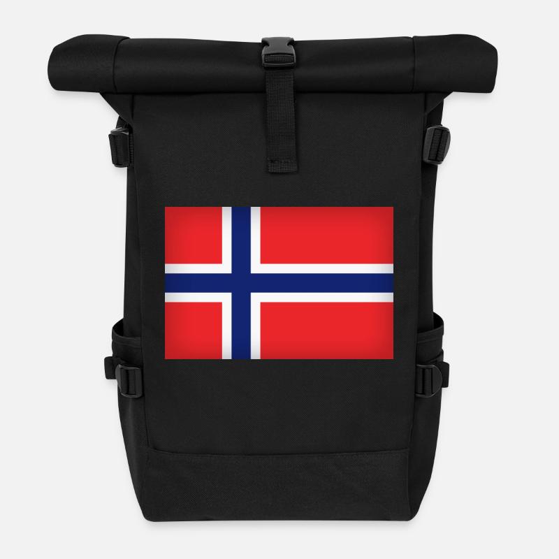 Norway Flag - Roll Top Backpack - black