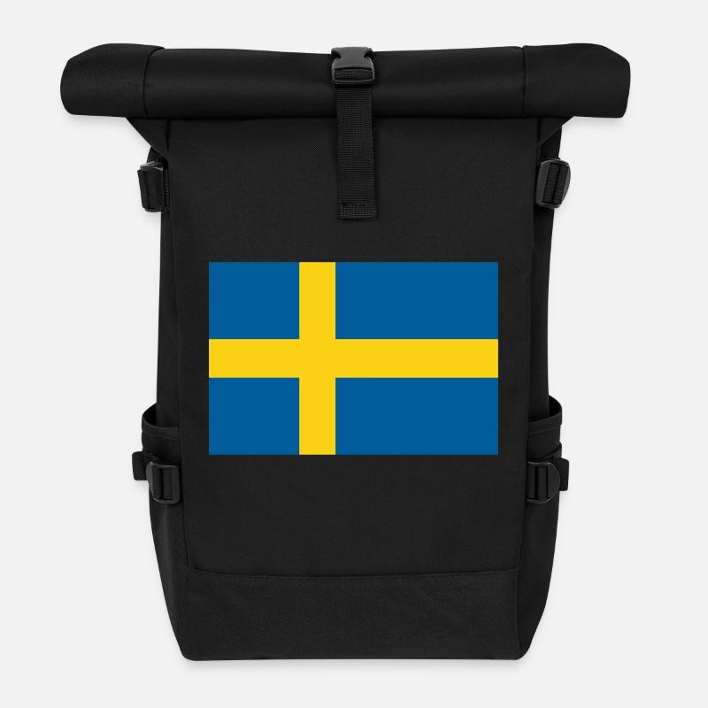 Drapeau de la Suède - Sac à dos roll top - noir