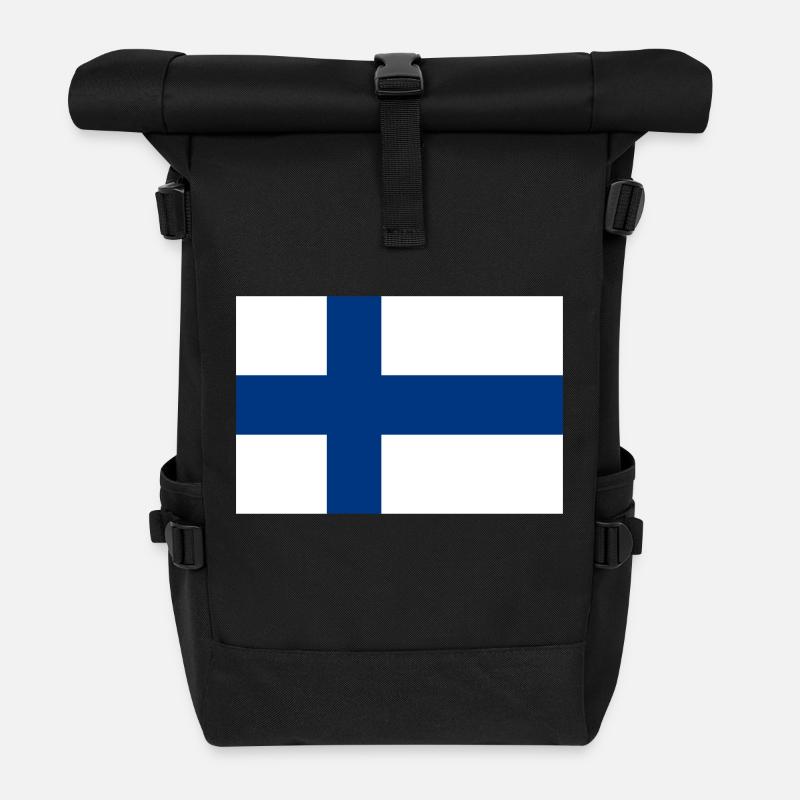 Finland Flag - Roll Top Backpack - black