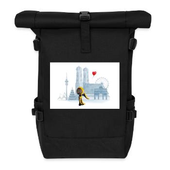 Münchner Kindl with Munich Skyline - Roll Top Backpack - black - Front