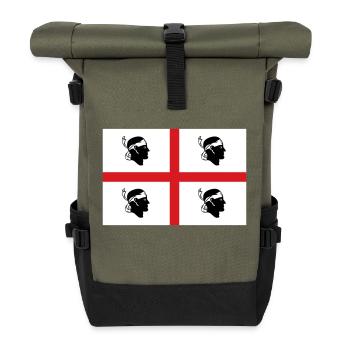 Flagge Sardinien - Rolltop Rucksack - Olive/Schwarz - Vorne