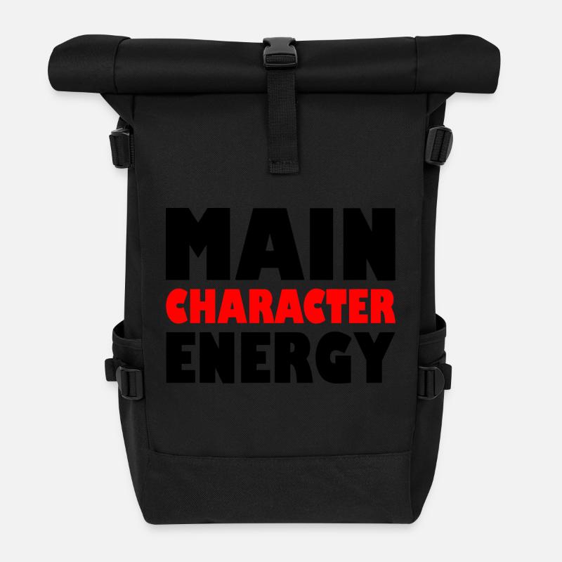 Main character energy - Rolltop Rucksack - Schwarz