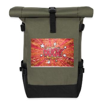 Ouch! Comic Style Bubble Graffiti Lettering - Roll Top Backpack - olive/black - Front
