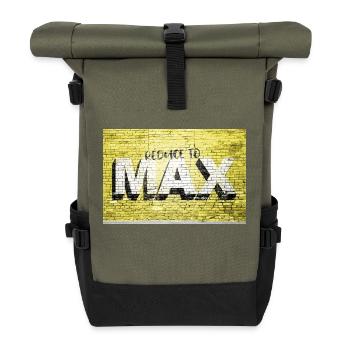 Auf maximale Motivation reduzieren Zitat Graffiti - Rolltop Rucksack - Olive/Schwarz - Vorne