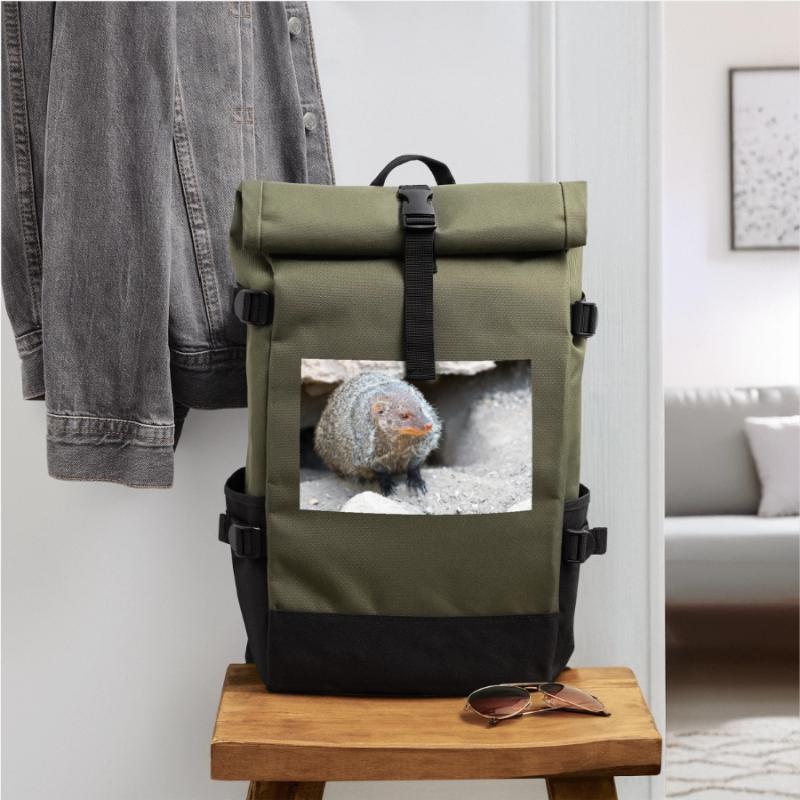 Gebänderte Manguste oder Zebramanguste Rolltop Rucksack