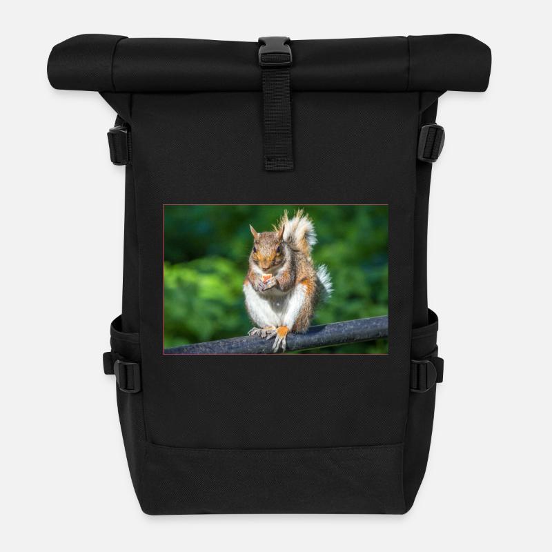 Essen Grauhörnchen Grauhörnchen Sciurus caroline - Rolltop Rucksack - Schwarz