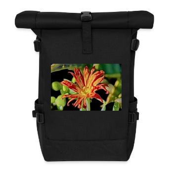 Orange Flower - Rolltop Rucksack - Schwarz - Vorne