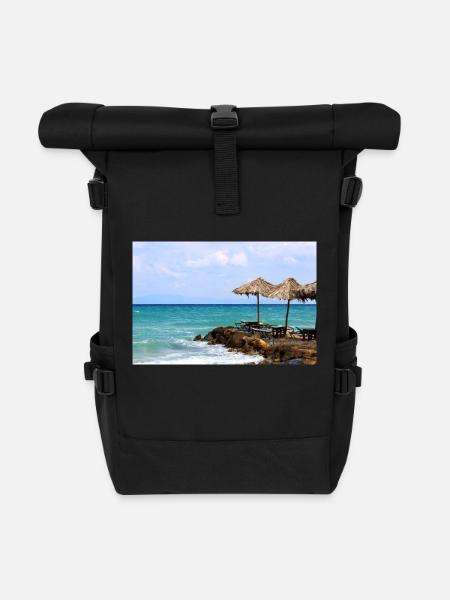 Sommer Sonne Strand Meer Poster - Rolltop Rucksack - Schwarz