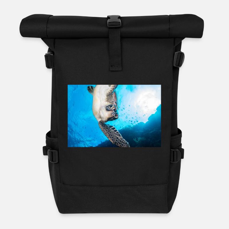 Turtle - Roll Top Backpack - black