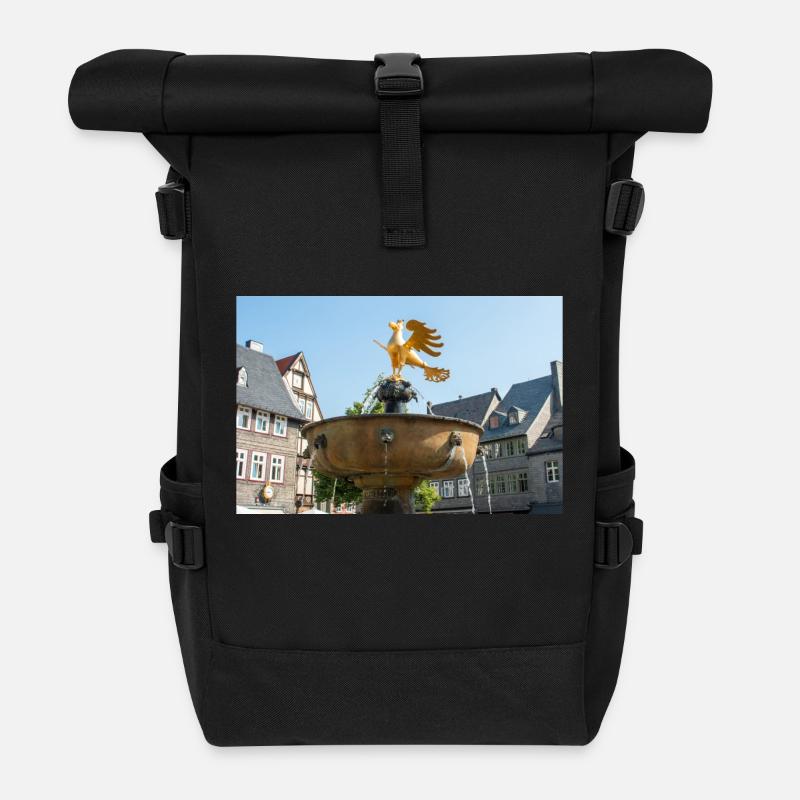 historischer Brunnenmarkt Goslar (Marktbrunnen) - Rolltop Rucksack - Schwarz