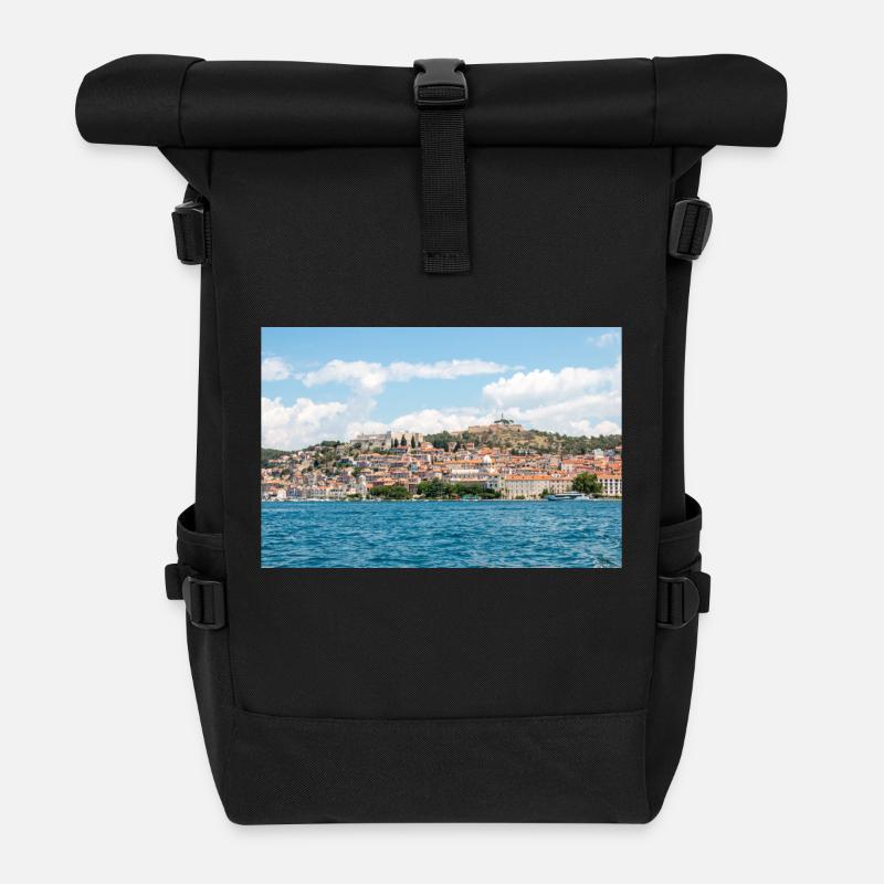 Panoramablick Primošten, Šibenik-Knin, Kroatien - Rolltop Rucksack - Schwarz