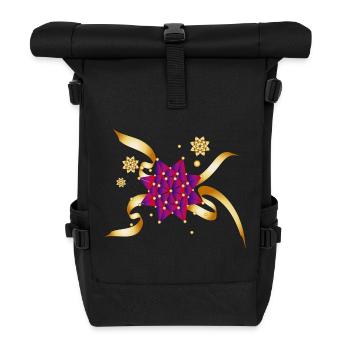 wunderschöne Geschenkschleife für Weihnachten - Rolltop Rucksack - Schwarz - Vorne