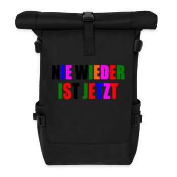 Nie wieder ist jetzt - Rolltop Rucksack - Schwarz - Vorne