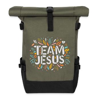 Ich bin Jesus – bunte Botschaft - Rolltop Rucksack - Olive/Schwarz - Vorne