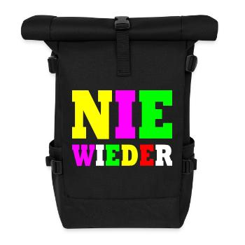 Nie wieder - Rolltop Rucksack - Schwarz - Vorne