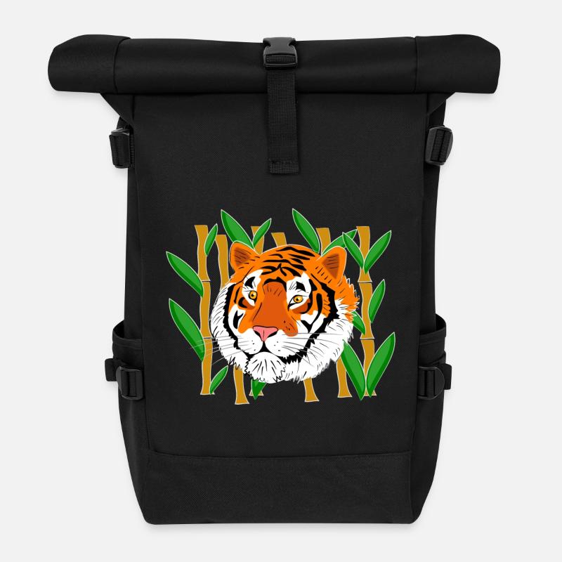 Tigerkopf - Rolltop Rucksack - Schwarz