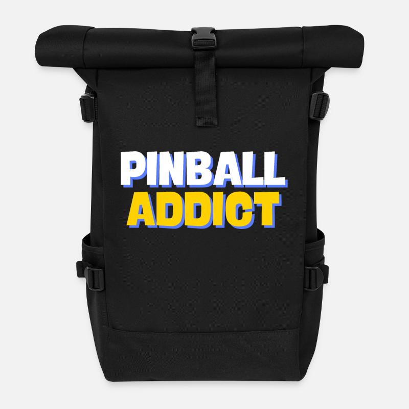 cooler Pinball Addict Schriftzug - Rolltop Rucksack - Schwarz