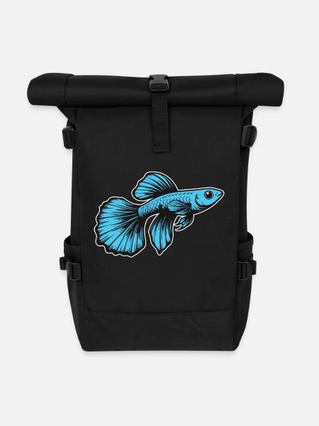 Blauer Guppy, Design für den Aquarien Fan - Rolltop Rucksack - Schwarz