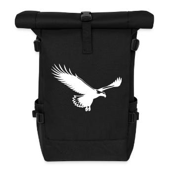Eleganter Adler auf breiten Schwingen im Wind - Rolltop Rucksack - Schwarz - Vorne