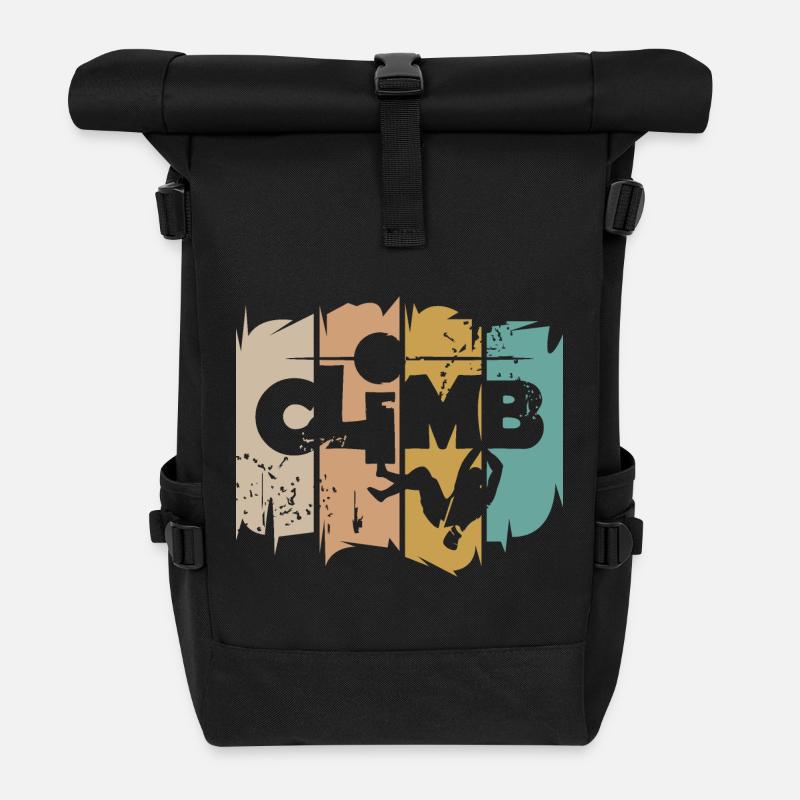 klettern retro bouldern Symbol vintage Kletterer - Rolltop Rucksack - Schwarz