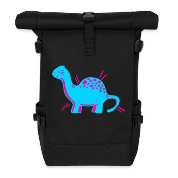 Dino Dinosaurier niedlich süß cartoon comic Pink - Rolltop Rucksack - Schwarz - Vorne