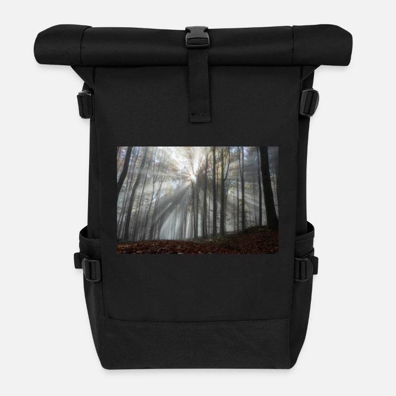 Das Leuchten des Waldes - Rolltop Rucksack - Schwarz