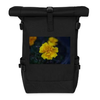 gelbe Blume - Rolltop Rucksack - Schwarz - Vorne