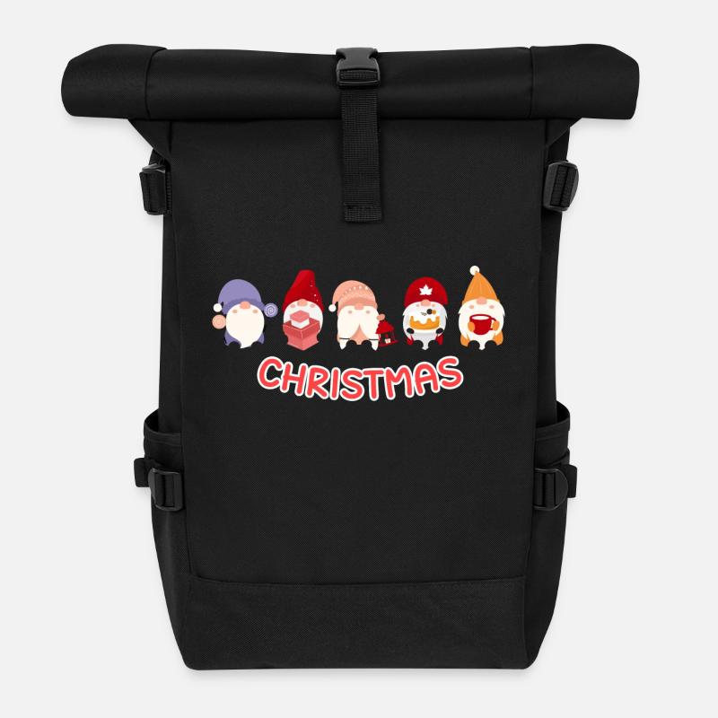 Christmas with 5 Santa - Rolltop Rucksack - Schwarz