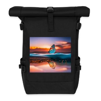 Papillon coloré au coucher du soleil - Sac à dos roll top - noir - Devant