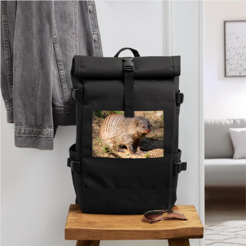 Gebänderte Manguste oder Zebramanguste Zebramanguste Rolltop Rucksack