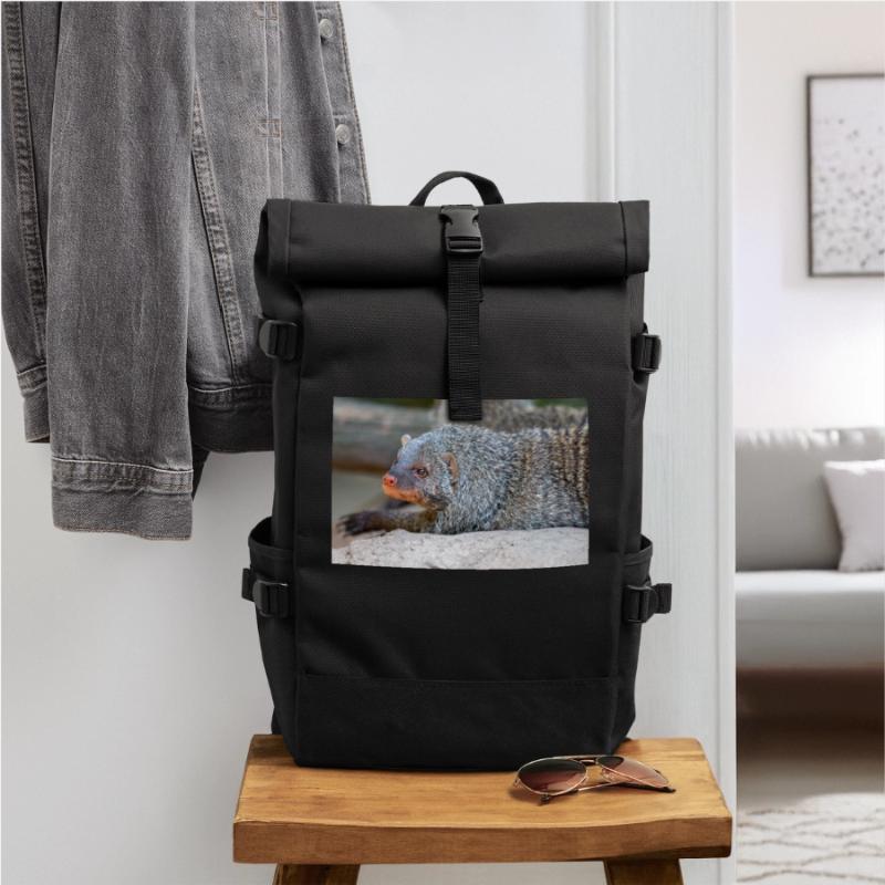 Gebänderte Manguste oder Zebramanguste Zebramanguste Rolltop Rucksack