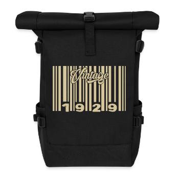 Jahrgang 1929 Barcode 1929: Jahr 2025. - Rolltop Rucksack - Schwarz - Vorne