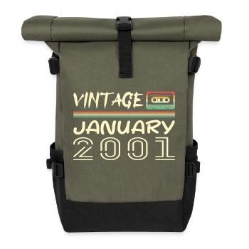 Vintage January 2001 - Birthday January 2001 - Roll Top Backpack - olive/black - Front