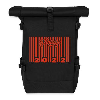Vintage 2022 born in 2022 3 years bar code anniversair - Roll Top Backpack - black - Front