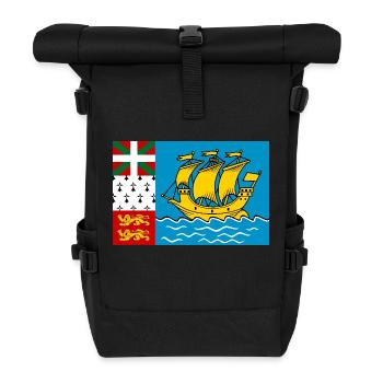 Flagge von Saint-Pierre und Miquelon - Rolltop Rucksack - Schwarz - Vorne