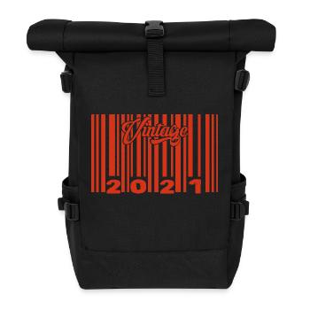 Vintage 2021 born in 2021 4 years bar code anniversair - Roll Top Backpack - black - Front