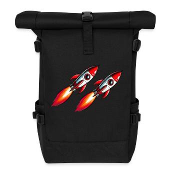Rakete Comic - Rolltop Rucksack - Schwarz - Vorne