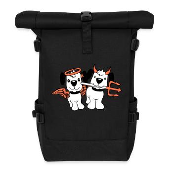 2 Hunde Engel Teufel Satan Himmel Hölle Gewissen - Rolltop Rucksack - Schwarz - Vorne